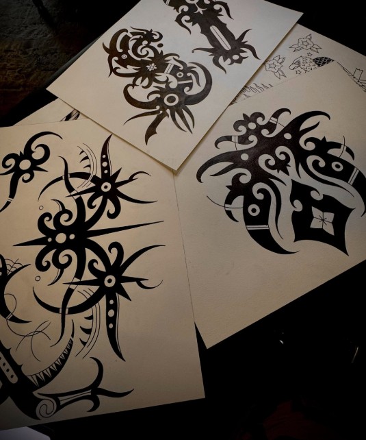 Hand-drawn tribal flash sheets